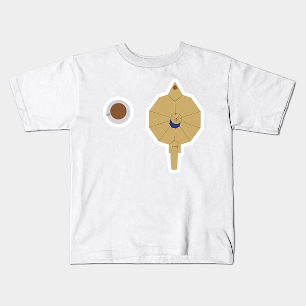 Tea time. Table with kettle and cups. Cartoon illustration. Breakfast time on table. Kids T-Shirt by AlviStudio